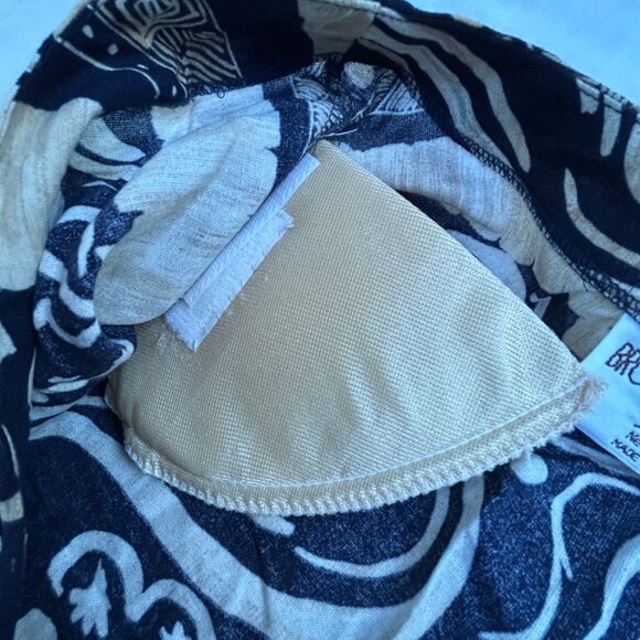 Vintage Brownstone Studio Womens Button-Front Tunic Top Black Abstract Print - Picture 7 of 7